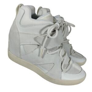 SOREL! WHITE GENUINE LEATHER & SUEDE HIGH TOP ATHLETIC/BASKETBALL SNEAKERS! SZ 8